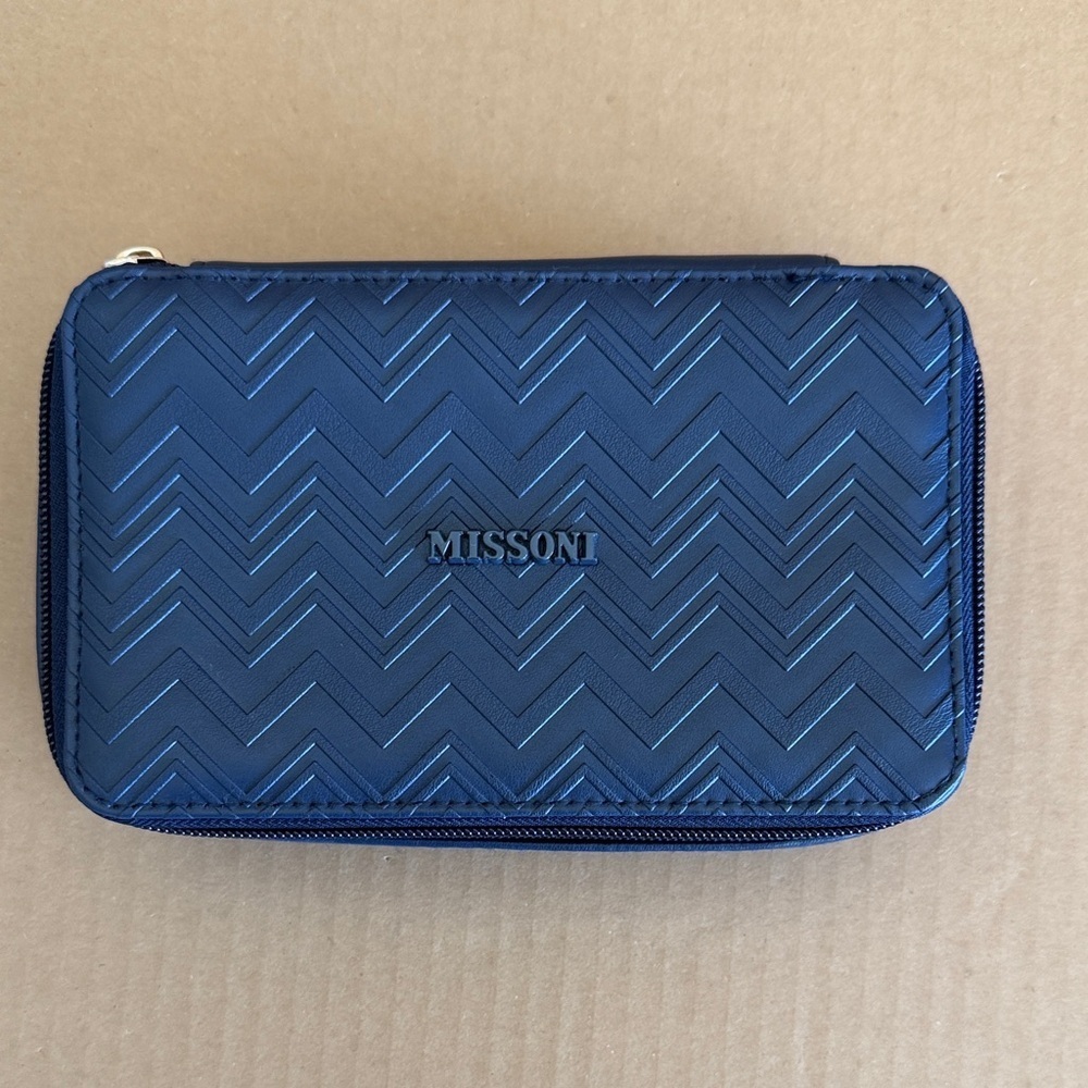 MISSONI For Delta Navy Chevron Cosmetic Case
